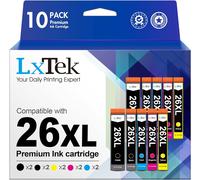 Compatible Cartouches d'encre Remplacement pour Epson 26 26XL pour Expression Premium XP-510 XP-520 XP-600 XP-605 XP-610 XP-615 XP-620 XP-625 XP-700 (Noir Photo Noir Cyan Magenta Jaune,10-Pack)