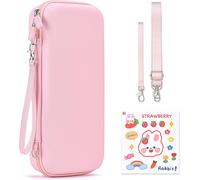 Compatible Case for NS Switch 2 (2025),Switch 2 Case with 19 Game Card Slots,Switch 2 Accessories Includes Shoulder Strap,Wrist Strap and Stickers,Pink,Fashion