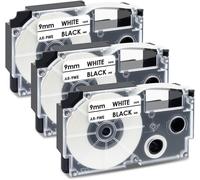 Compatible Casio XR-9WE XR-9WE1 Tapes Labels for Casio KL-60 KL-70e KL-100 KL-120 KL-200 KL-300 CW-L300 KL-430 KL-750 KL-820 KL-1500 KL-1500 EZ Label Maker Black on White 0.0. 354mm x 8m