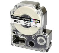 Compatible Cassette Ruban d'étiquettes SS18KW LC-5WBN LC-5WBN9 noir sur blanc 18mm x 8m pour Etiqueteuses Epson LabelWorks LW-300 LW-300L LW-400 LW-500 LW-600P LW-700 LW-900P LW-1000P