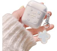 Compatible Coque pour AirPods Coque Airpods 2 et Coque Airpods 1 Etui en TPU Souple et Transparente au Design Floral et Mignon Motif Filles Femme Soft Case pour Airpods 2 & 1-Fleur Bleue