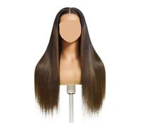 Compatible for 7x5 châtain brun ombré droite mettre et aller perruque Bye noeuds sans colle perruques de cheveux humains avec cordon(7X5 BYE BYE KNOTS_20INCHES)