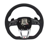 Compatible For Audi Q5 FY Fully Suede Leather Multifunctional Red Stitched Steering Wheel With Shift Paddles, Car Accessories(S LOGO)