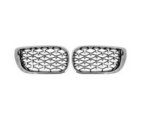 Compatible for BMW Série 3 E46 318i 320i 325i 4 portes 2002-2005 Grilles de rein avant de voiture Grille de diamant Grille de course Grilles de style ABS de voiture(All Silver)