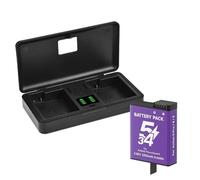 Compatible for DJI Osmo Action 4/3 5 Pro 6 et 360 Series, Batterie 2250 mAh avec Chargeur LCD(1 Battery 1 Charger)