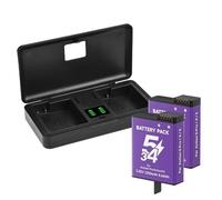 Compatible for DJI Osmo Action 4/3 5 Pro 6 et 360 Series, Batterie 2250 mAh avec Chargeur LCD(2 Battery 1 Charger)