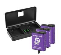 Compatible for DJI Osmo Action 4/3 5 Pro 6 et 360 Series, Batterie 2250 mAh avec Chargeur LCD(3 Battery 1 Charger)