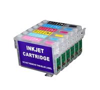Compatible for Epson T0791-T0796 Cartouche d'encre Rechargeable Ensemble 6 Couleurs avec Puce Arc