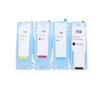 Compatible for HP, Cartouches d'encre Rechargeables 4 Couleurs 300ML 728 T730 avec puces for DesignJet T730 T830, F9J68A F9J67A F9J66A F9J65A
