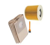 Compatible for Karcher WD3 Premium WD3200 WD 3300 MV3 A2004 A2054, pièces de rechange for aspirateur, sac à poussière de remplacement, filtre Hepa, sac poubelle (Color : 4pcs Dust Bag 1pcs Filter)