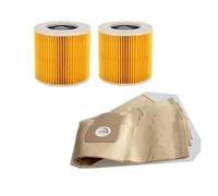 Compatible for Karcher WD3 WD3200 WD3300 MV3, pièces de rechange for aspirateur, filtres Hepa, sacs à poussière, sac de collecte, élément filtrant (Color : Dust Bags 5pcs Filters 2pcs)