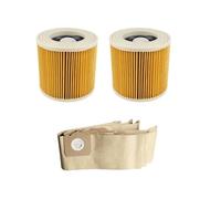 Compatible for Karcher WD3 WD3200 WD3300 MV3 SE4001 A2200 A2500, accessoires d'aspirateur pièces de rechange filtres Hepa sac à poussière sac poubelle (Color : 2pcs Filters 5pcs Dust Bag)