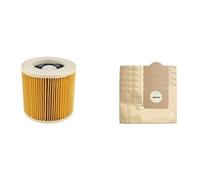 Compatible for Karcher WD3 WD3200 WD3300 MV3 SE4001 A2200 A2500, accessoires d'aspirateur pièces de rechange filtres Hepa sac à poussière sac poubelle (Color : 1pcs Filters 5pcs Dust Bag)