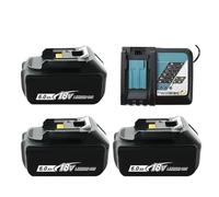Compatible for Makita, batterie 18V BL1860 DDF487 BL1830B BL1850B BL1850 BL1840 BL1815 batterie au Lithium de remplacement 6.0AH 9.0AH(3PCS 6Ah-Charger- EU)