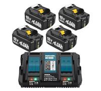 Compatible For Makita, Batterie Rechargeable BL1830 6000 MAh/9000 MAh BL1840 BL1850 BL1860 18 V De Remplacement Avec Chargeur Simple 4 A/double 6 A.(4 6000mAh 1 Dual)