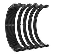 Compatible for TEUCER - Kit de câble d'extension CPU PSU 35CM, ATX 24 Broches/6 + 2 Broches PCI-E/4 + 4 Broches EPS, Cordon d'alimentation avec Peigne de câble(MZ-5-BK)