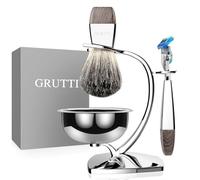[Compatible Gillette Fusion5] Kit rasage magnétique : Bol inox (bol mousse + évacuation eau brosse) + Support chrome perle - Pratique, décoratif - Cadeau homme