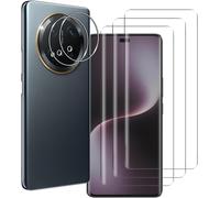 Compatible Honor Magic7 Lite - Pack 3 Verres Trempés Incurvés Écran + 2 Films Caméra Arrière - Colle Et Lampe Uv Fournies - Protection Anti-Choc, Tactile Préservé