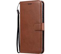 Compatible Huawei Mate 30 Lite Coque [Avec Verre Trempe], Pu Cuir Flip Housse Etui Rabat Cover Case Wallet Portefeuille Support Avec Porte-Cartes Pochettes Case (Marron)