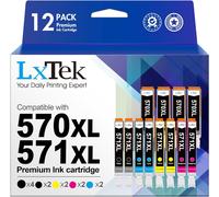Compatible Ink Cartridges Replacement For Canon 570 571 Xl For Pixma Mg5750 Ts5050 Mg5751 Mg5752 Mg5753 Mg6850 Mg6851 Ts5051 Ts5053 Ts5055 Ts6050 (Pgbk Black Cyan Magenta Yellow, 12-Pack)