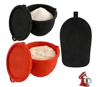 Compatible KitchenAid Set de Protection 3-en-1-2 Inserts en Silicone (Rouge & Noir) + 1 Tapis Anti-Dérapant pour Robots Pâtissiers 5 Qt à Tête Inclinable, Lavable au Lave-Vaisselle