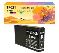 Compatible Les Cartouches d'encre pour Epson T7021 T7022 T7023 T7024 Pack combiné pour imprimante à Jet d'encre Workforce Pro WP-4000 et WP-4500 Conception Haute capacité résistante 1*Black