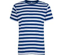 Compatible Mantis - T-shirt rétro rayé homme/femme - Look marin - Manches courtes col rond - Certifié Oeko-Tex 100 - Coton de conversion - Végétalien