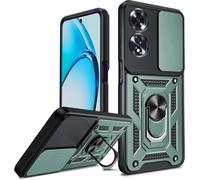 Compatible Oppo A60 4g - Coque Verte Antichoc Tpu+Pc, Cache Caméra Coulissant, Bumper Renforcé Et Anneau Rotatif 360° Aimantable (Support Kickstand)