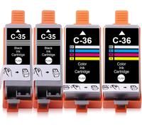 Compatible PGI-35 CLI-36 PGI 35 CLI 36 CP-35 CP-36 PGI35BK CLI36C Cartouches d'encre Compatible avec IP100B IP100 IP100V IP110 IP110+ Battery IP110 Series (2 Noir 2 Couleur)