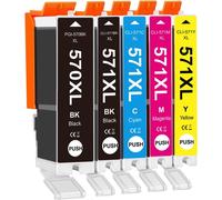 Compatible pour 5x Canon PGI-570 CLI-571 Cartouche d'encre Compatible avec Canon Pixma MG5700 MG5750 MG5751 MG5752 MG5753 MG6800 MG6850 MG6851 MG6852 MG6853 Imprimante