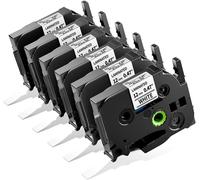 Compatible pour Brother Tze231 Compatible pour Brother P-touch PT-H110 H200 H100LB H107B H105 E110VP 1000 D210 Ruban 12mm 0.47 Blanc TZe-231 Laminated 12mm 0.47 Noir sur Blanc, 6pack