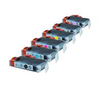 Compatible pour Canon Pixma Pro 9000 Mark II Cartouches d'encre ensemble noir, cyan, magenta, jaune, cyan clair, magenta clair - CLI-8 / 0620B001-0625B001 - Inhalt: 6 x 12 ml