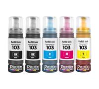 compatible pour Epson 103 E103B E103C E103M E103Y Noirs et Couleurs Pack 5x70ml 30000 pages