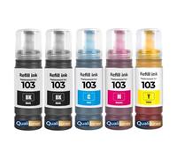 compatible pour Epson 103 E103B E103C E103M E103Y Noirs et Couleurs Pack 5x70ml 30000 pages