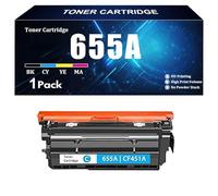 Compatible pour HP CF450A CF451A CF452A CF453A 655A Remplacement de cartouche de toner à haut rendement avec puce pour HP M652n M652dn M653dn M653x M653dh M681f M681z M681f M682z Imprimante Couleurs V