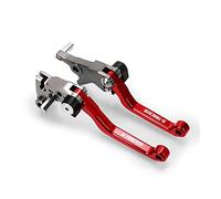 Compatible Pour Kawasaki D-TRACKER X 2008-2013 2014 2015 2016 Motocross Dirt Bike CNC Leviers D'embrayage De Frein En Aluminium Levier Pliable Levier De Pivot De Moto(Rouge)