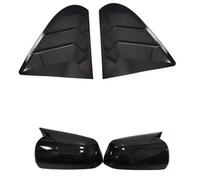 Compatible pour Mitsubishi Lancer X 10 EX EVO 2008-2018 Paire de couvercles de rétroviseurs latéraux + couvercle de volet de fenêtre latérale arrière noir brillant(Black Set)