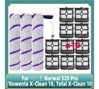 Compatible pour Narwal S20 Pro, Rowenta x-clean 10, Tefal x-clean 10 pièces, accessoires de remplacement de brosse latérale à rouleau principal Set I