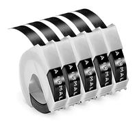Compatible pour Omega Junior Ruban 9mm x 3m Ruban de Marquage 3D | Compatible pour Dymo Omega Junior Etiqueteuse, Blanc sur Noir, 9 mm - 6 pièces