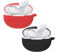 Compatible pour Oppo enco Free 2 Casque, [Prend en Charge Le Chargement sans Fil] [Étui de Protection Antichoc] Étui de Protection en Silicone pour Casque (Black Red)