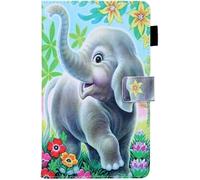 Compatible Pour Protection Tablette Samsung Tab A 8.0 2019 T290/T295 Coque En Cuir Pu Silicone Bumper 360 Integrale Antichoc Pochette Enfant Etui A Rabat Avec Motif Animaux Éléphant Et Fleurs