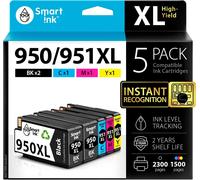 Compatible Remplacement Des Cartouches D'Encre Pour Hp 950Xl 951Xl 950 Xl 951 Xl High Yield 5 Pack (2Bk & C/M/Y) Pour Hp Officejet 8100 8600 8610 8620 8630 8640 8660 8615 8625 251D[Marque2266]