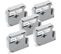 Compatible Rubans d'étiquettes Compatible pour Brother M-K231 MK231 M-231 Ruban pour Étiqueteuse pour Brother PT-65 PT-70 PT-80 PT-85, 12mm x 8m, Noir sur Blanc, Lot de 5