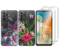 NOVAGO Compatible avec Samsung Galaxy A23 5G -Pack Complet- 2 Coque arrière Transparente Résistante avec Motifs imprimés + 2 Film vitre Protection écran Verre trempé