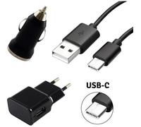 Pack Chargeur 3en1 Noir pour Samsung Galaxy A3 2017 A320 - Cable Type USB-C Port USB Data Chargeur Synchronisation Transfert Donnees Mesure 1 Metre