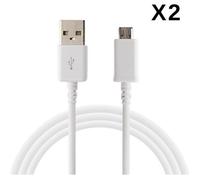 [Compatible Samsung Galaxy S3-S4-S5-S6-S7-MINI-EDGE] Lot 2 Cables USB Chargeur Blanc Port Micro USB 1 M [Phonillico®]