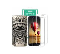 Compatible Samsung Galaxy S7 Edge - Coque Souple Antichoc et Lot de 2 Films Protection Ecran Verre Trempé Incurvé 3D (Indien)
