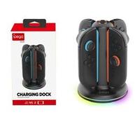 Compatible Switch 2 Joy-Con - ipega Station de charge 4-en-1 ronde avec éclairage RGB et connexion magnétique Noir