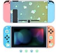Compatible Switch Case,Dockable Switch Protection Case Soft Transparent Case In Gradient Colour With 4 Thumb Grip Caps,Frog Poke