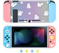 Compatible Switch Case,Dockable Switch Protection Case Soft Transparent Case in Gradient Colour with 4 Thumb Grip Caps,Turtle Poke